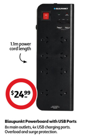 Coles Blaupunkt Powerboard with USB Ports offer