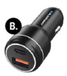 Coles B. 38W 2x port car charger 1x USB-C and 1x USB-A. offer