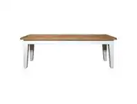 LivingStyles Lucia Oak Timber Dining Bench, 157cm, Natural / Distressed White offer