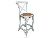 LivingStyles Bassel Oak Timber Cross Back Counter Stool, White offer