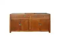 LivingStyles Roanne Oak Timber 4 Door 2 Drawer Buffet Table, 180cm, Antique Brown offer