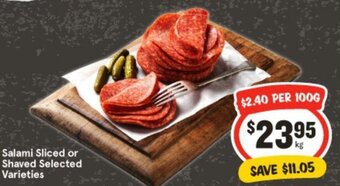 IGA Salami Sliced or Shaved Selected Varieties offer