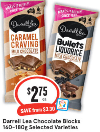IGA Darrell Lea Chocolate Blocks 160-180g Selected Varieties offer