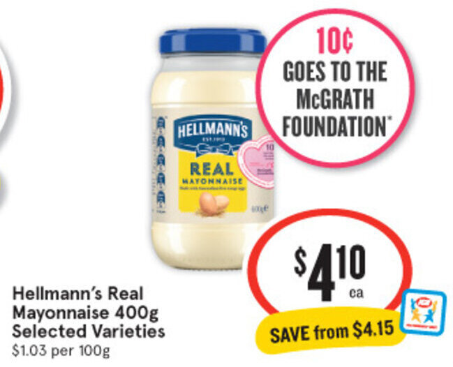 Hellmann's Real Mayonnaise 400g Selected Varieties offer at IGA
