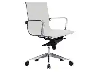 LivingStyles Web PU Leather Executive Office Chair, Low Back, White offer