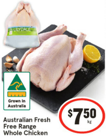 Australian Fresh Free Range Whole Chicken