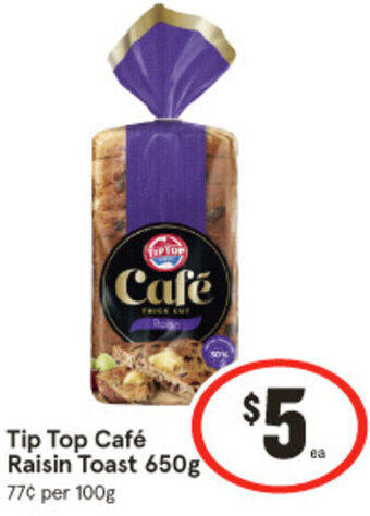 IGA Tip Top Café Raisin Toast 650g offer