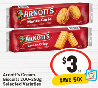 IGA Arnott's Cream Biscuits 200-250g Selected Varieties offer