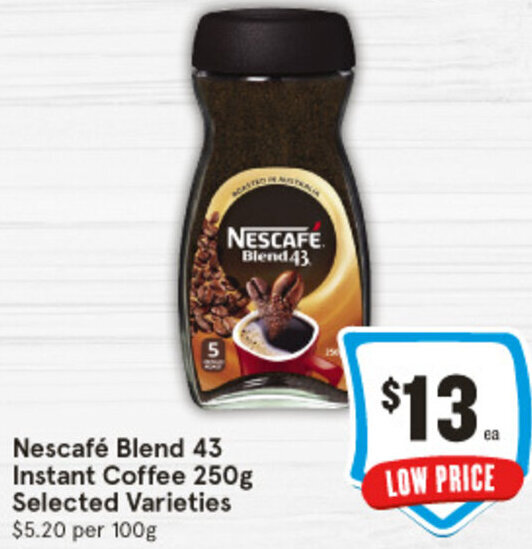 Nescafé Blend 43 Instant Coffee 250g Selected Varieties offer at IGA