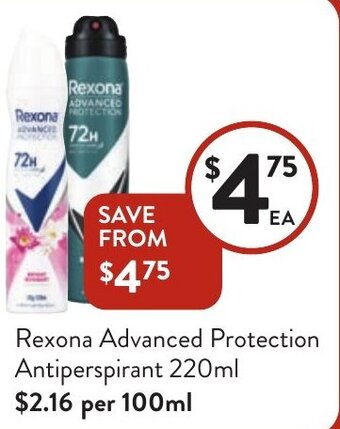 Foodworks Rexona Advanced Protection Antiperspirant 220ml offer