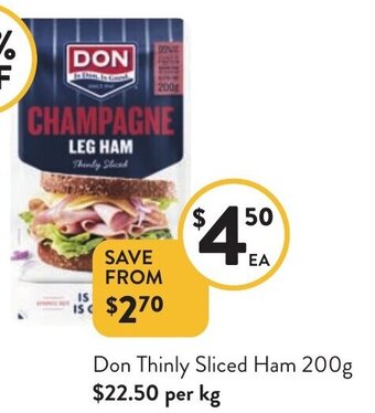 Foodworks Don Thinly Sliced Ham 200g offer