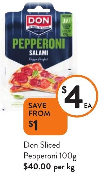 Foodworks Don Sliced Pepperoni 100g offer