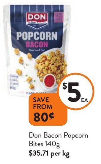 Foodworks Don Bacon Popcorn Bites 140g offer