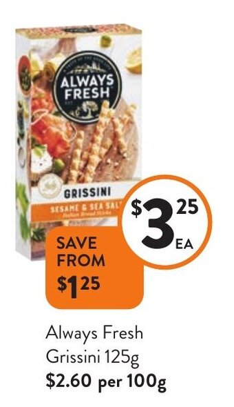 Foodworks Always Fresh Grissini 125g offer