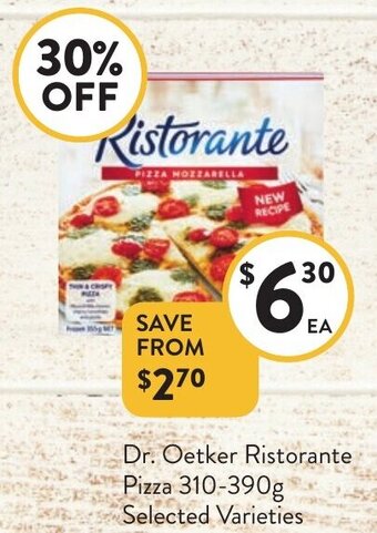 Foodworks Dr. Oetker Ristorante Pizza 310-390g Selected Varieties offer