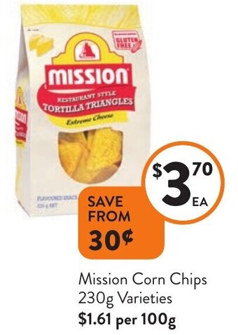 Foodworks Mission Corn Chips 230g Varieties offer