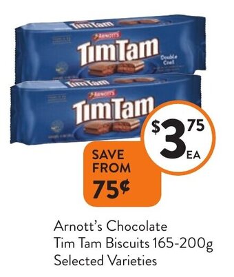 Foodworks Arnott's Chocolate Tim Tam Biscuits 165-200g Selected Varieties offer