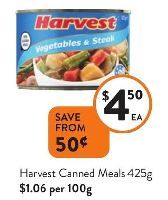 Foodworks Harvest Canned Meals 425g offer
