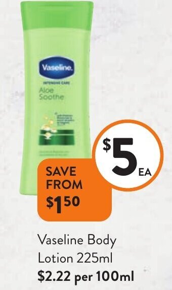 Foodworks Vaseline Body Lotion 225ml offer