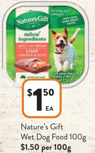 Foodworks Nature's Gift Wet Dog Food 100g offer