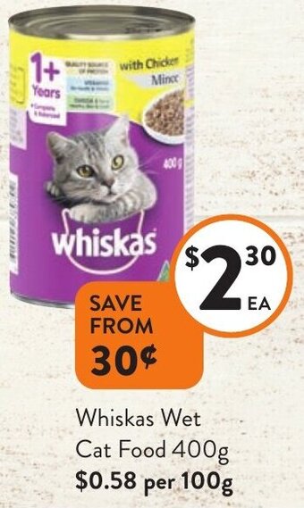 Foodworks Whiskas Wet Cat Food 400g offer