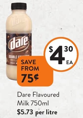 Foodworks Dare Flavoured Milk 750ml offer