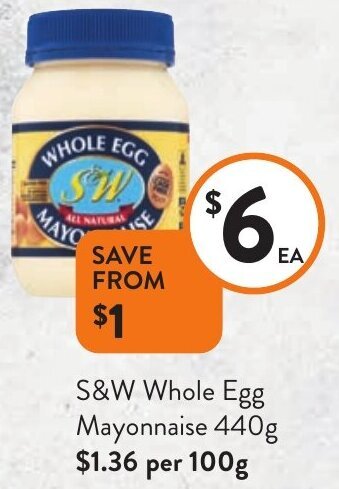 S&W Whole Egg Mayonnaise 440g