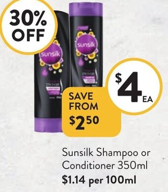 Foodworks Sunsilk Shampoo or Conditioner 350ml offer