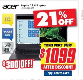 The Good Guys Acer Aspire 15.6"Laptop offer
