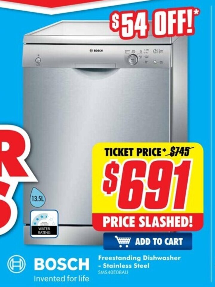 BOSCH Freestanding Dishwasher Stainless Steel offer at The Good Guys