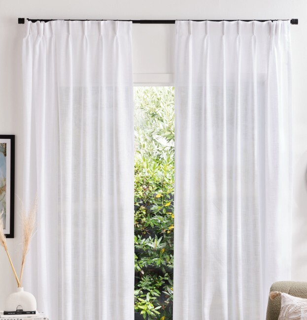 Flaxen sheer pinch pleat curtains offer at Spotlight