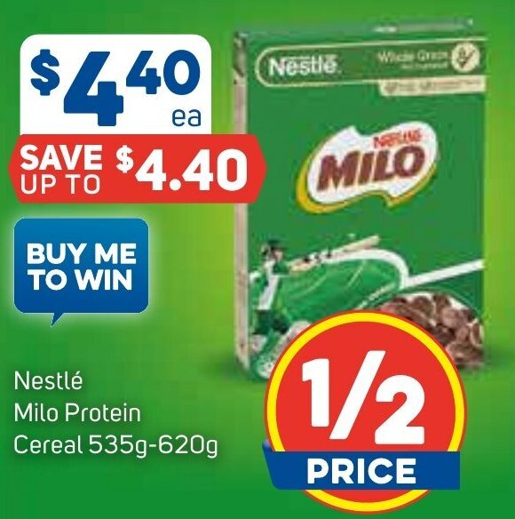 Nestlé Milo Protein Cereal 535g620g offer at Foodland