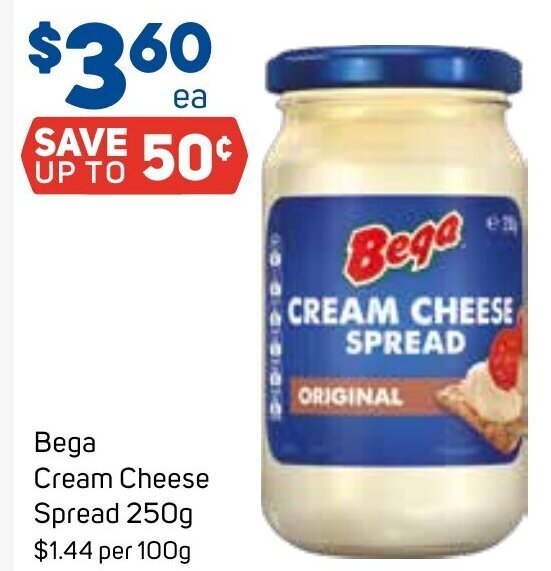 Bega Cream Cheese Spread 250g offer at Foodland