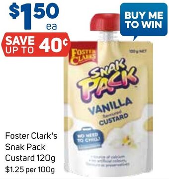 Foodland Foster Clark's Snak Pack Custard 120g offer