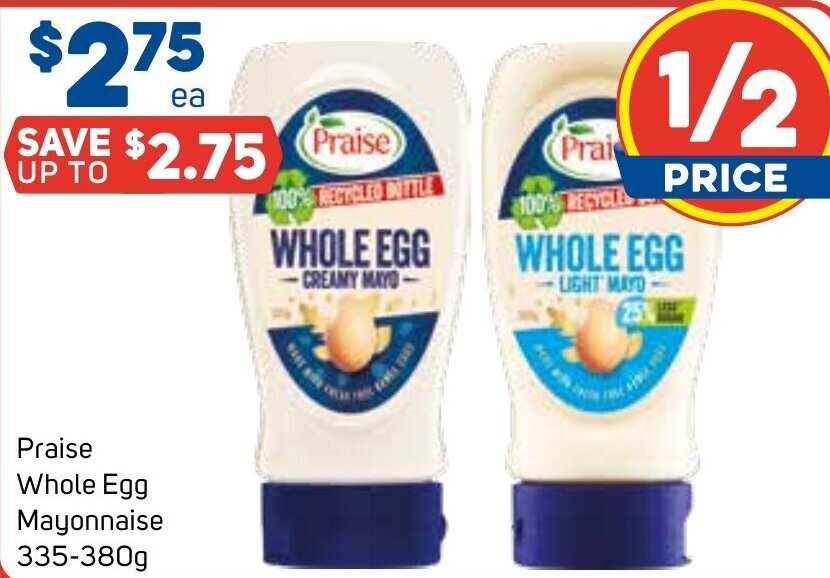 Praise Whole Egg Mayonnaise 335380g offer at Foodland