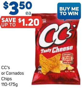 Foodland CC's or Cornados Chips 110-175g offer