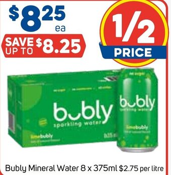 Foodland Bubly Mineral Water 8 x 375ml offer