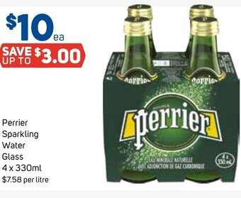 Foodland Perrier Sparkling Water Glass 4 x 330ml offer