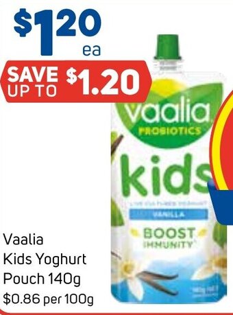 Foodland Vaalia Kids Yoghurt Pouch 140g offer