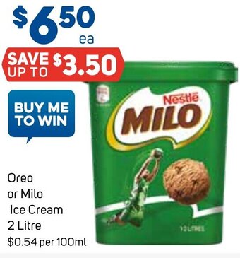 Foodland Oreo or Milo Ice Cream 2 Litre offer