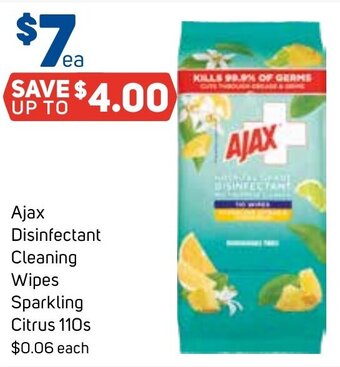 Foodland Ajax Disinfectant Cleaning Wipes Sparkling Citrus 110s offer