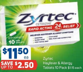 Foodland Zyrtec Hayfever & Allergy Tablets 10 Pack offer