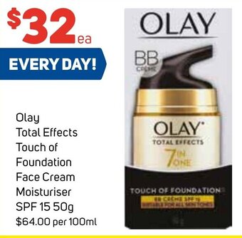 Foodland Olay Total Effects Touch of Foundation Face Cream Moisturiser SPF 15 50g offer