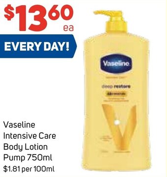 Foodland Vaseline Intensive Care Body Lotion Pump 750ml offer