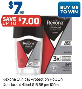 Foodland Rexona Clinical Protection Roll On Deodorant 45ml offer