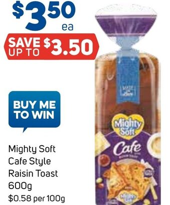 Foodland Mighty Soft Cafe Style Raisin Toast 600g offer