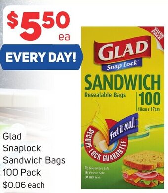 Foodland Glad Snaplock Sandwich Bags 100 Pack offer