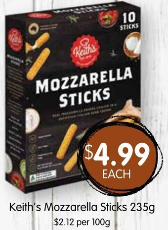 Spudshed Keith's Mozzarella Sticks 235g offer