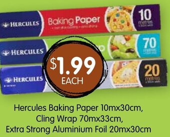 Spudshed Hercules Baking Paper 10mx30cm, Cling Wrap 70mx33cm, Extra Strong Aluminium Foil 20mx30cm offer