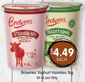 Spudshed Brownes Yoghurt Varieties 1kg offer